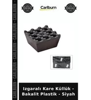 Özel Üretim Masa Üstü Restoran Ofis Pratik Izgaralı Kare Küllük - Bakalit Plastik - Siyah