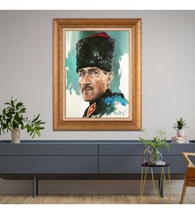 Altın Varaklı Paspartulu Çerçeveli Tablo hb1373
