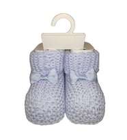Babysal Erkek Bebek Fiyonklu Triko Patik Mavi