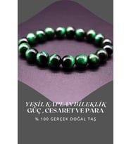 Nelleovana Yeşil Kaplan Gözü Doğal Taş Bileklik 8 Mm ( Güç ,cesaret Ve Para ) Aa Kalite