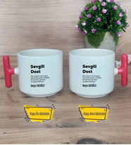 Sevgili Dost Kupa Bardak T Kırmızı Kulplu Arkadaşa Hediye, Dosta Hediye