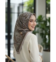 Etnik Paisley Desenli Günlük Zarif Şal (Krem-Taba)