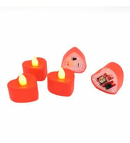 Ledli Mum Kırmızı Kalp 12'li Paket