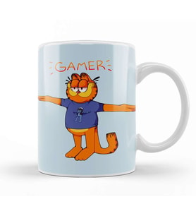 Gamer Garfield Crazy Frog T Pose Kupa Bardak Porselen