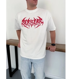 Erkek Baskılı T-Shirt Yazlık Kısa Kol Bisiklet Yaka Rahat Kalıp Tişört - Beyaz