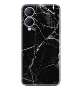 Vivo Y17S Kılıf Resimli Desenli Baskılı Silikon Fragile Black Mermer 1378