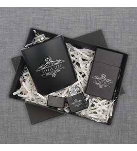 BK Gift Kişiye Özel İsimli Siyah Çelik İçki Matarası Sigara Kutusu ve Benzinli Çakmak Hediye Seti -8, Sevgiliye Hediye, Arkadaşa Hediye, Doğum Günü Hediyesi