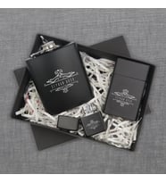BK Gift Kişiye Özel İsimli Siyah Çelik İçki Matarası Sigara Kutusu ve Benzinli Çakmak Hediye Seti -8, Sevgiliye Hediye, Arkadaşa Hediye, Doğum Günü Hediyesi