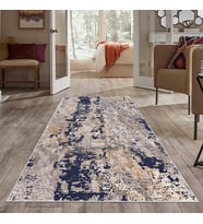 Gri Batik Desen Renk Geçişli Yıkanabilir Kaymaz Taban Leke Tutmaz Modern Salon Halısı ve Yolluk