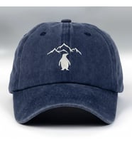 Kişiye Özel Nakışlı Eskitme Şapka Nihilist Penguen (Lacivert)