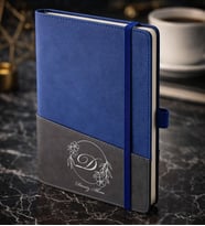 BK Gift Kişiye Özel Mavi Termo Deri Defter -7, Kartvizit Bölmeli, Çizgili Ivory Kağıt