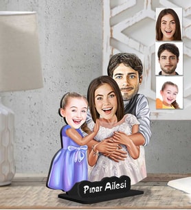 Kişiye Özel 2 Boyutlu Aile  Ahşap Biblo-28