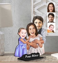 Kişiye Özel 2 Boyutlu Aile  Ahşap Biblo-28