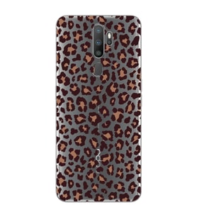 Oppo A5 2020 / A9 2020 Uyumlu Leopar Desenli Şeffaf Telefon Kılıfı
