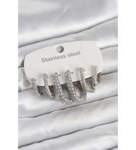 Renk Zirkon Taşlı Kadın Küpe 6'lı Set