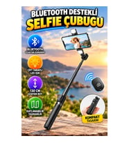 130 cm Işıklı Tripod Selfie Çubuğu – Bluetooth Uzaktan Kumandalı, Katlanabilir