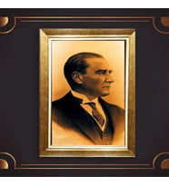 Özel Seri Paspartulu Çerçeveli Atatürk Tablo l44 (Gold)