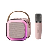 Pembe Kablosuz Mikrofonlu Taşınabilir Bluetooth Hoparlör, K12 Mini Karaoke Sistemi, Ev Ve Açık Hava Kullanımı İçin Pembe