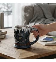 Kış Temalı “winter İs Coming” Kabartmalı Zincir Detaylı Özel Tasarım Seramik Kupa Bardak (Beyaz)
