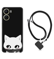 Vivo Y16 Kılıf Silikon Boyun Askılı İpli Desenli Silikon Pandemi Cat 1729