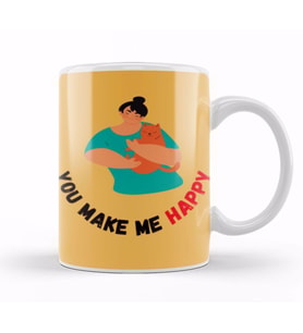 Cat Lover Gift You Make Me Happy Cat Kupa Bardak Porselen