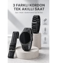 Yeni Nesil Akıllı Saat Bluetooth Görüşme, Sağlık Takibi, AMOLED Ekran ve 3 Kordon Seti