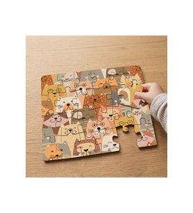 Kawaii Cats - Renkli Kedicikler Tasarımlı 24 Parça Ahşap Çocuk Puzzle MPK0232