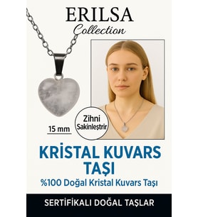 Sertifikalı Kalp Model Mini Kristal Kuvars Kolye – Arınma, Şifa ve Enerji Dengesi Taşı (Çok Renkli)