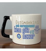 Üstümdekini Çok Sormuşsunuz Baskılı Siyah Kulplu D Kupa