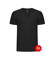 Erkek Modal Derin V Yaka Tshirt 3'lü Paket - Siyah