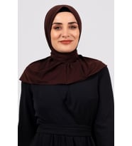 Kahve Pratik Hazır Geçmeli Tesettür Eşarp Sandy Kumaş Arkadan Çıtçıtlı 2101_14