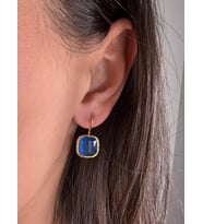 Kadir Jewellery 22 Ayar Altın Kaplama Kare Taşlı Küpe -El İşçiliği Ve Hipoalerjenik Küpe