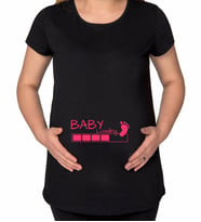 BK Gift Baby Loading Tasarımlı Siyah Hamile Tişört-2