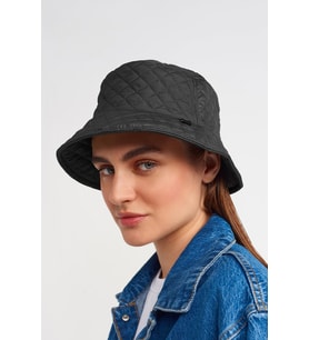 Kadın Kapitoneli Kışlık Siyah Bucket Şapka (Çok Renkli)