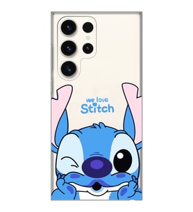 Samsung Galaxy S24 ULTRA Uyumlu We Love Stitch Desenli Şeffaf Telefon Kılıfı