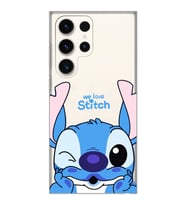 Samsung Galaxy S24 ULTRA Uyumlu We Love Stitch Desenli Şeffaf Telefon Kılıfı