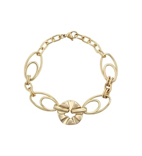 Modern Oval Halka Detaylı 14 Ayar Altın Kaplama Kadın Bileklik (Gold)