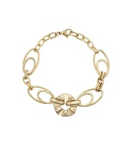 Modern Oval Halka Detaylı 14 Ayar Altın Kaplama Kadın Bileklik (Gold)