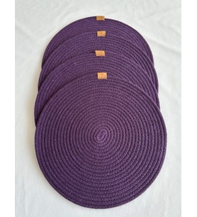 Yuvarlak Amerikan Servis Sofra Altlığı, Masa Dekoru Supla  33cm 4lü (Mor)