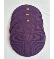 Yuvarlak Amerikan Servis Sofra Altlığı, Masa Dekoru Supla  33cm 4lü (Mor)