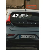 47 Mardin Mazıdağı Plaka Kodlu Beyaz Araç Sticker Mazıdağı İlçe Yazılı Mardin Özel Tasarım 40x8 cm Şehir ve İlçe Temalı Kaliteli Sticker