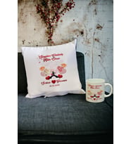 Sevgiliye En Güzel Hediye Kupa Bardak ve Yastık Set 013 (Beyaz)