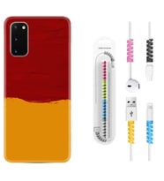 Samsung A02S A03S A10 A12 A13 A21S A22 Kılıf Kablo Koruma Spiral Silikon Sarı Kırmızı Boya 1708