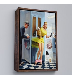 Çerçeveli Pin Up Girl Duvar Tablo (Kahverengi)