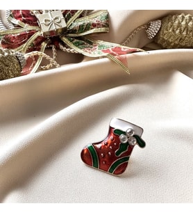 Designbyonlyone Altın Kaplama Noel Yılbaşı Botu Kadın Kız Çocuk Yaka İğnesi Broş