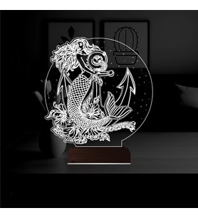 Luvivia Deniz Kızı Mermaid Çapa 3D Lamba - Masa Gece Lambası