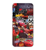 Samsung Galaxy A50 - A30S Uyumlu Şimşek McQueen Kolaj Tasarımlı Şeffaf Telefon Kılıfı