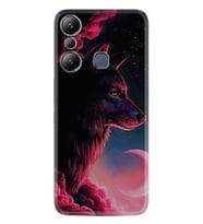 Infınix Hot 20i Kılıf Resimli Desenli Baskılı Silikon Wolf and Moon 1380