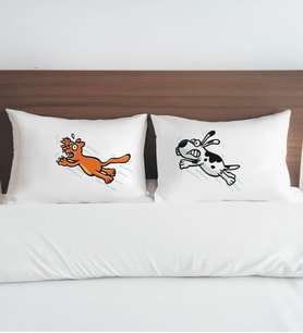 BK Gift Eğlenceli Kedi Tasarımlı Pamuklu 2’li Yastık Kılıfı Seti-3 50x70cm , Sevgiliye Hediye, Ev Hediyesi, Tasarım Ev Tekstili