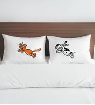 BK Gift Eğlenceli Kedi Tasarımlı Pamuklu 2’li Yastık Kılıfı Seti-3 50x70cm , Sevgiliye Hediye, Ev Hediyesi, Tasarım Ev Tekstili